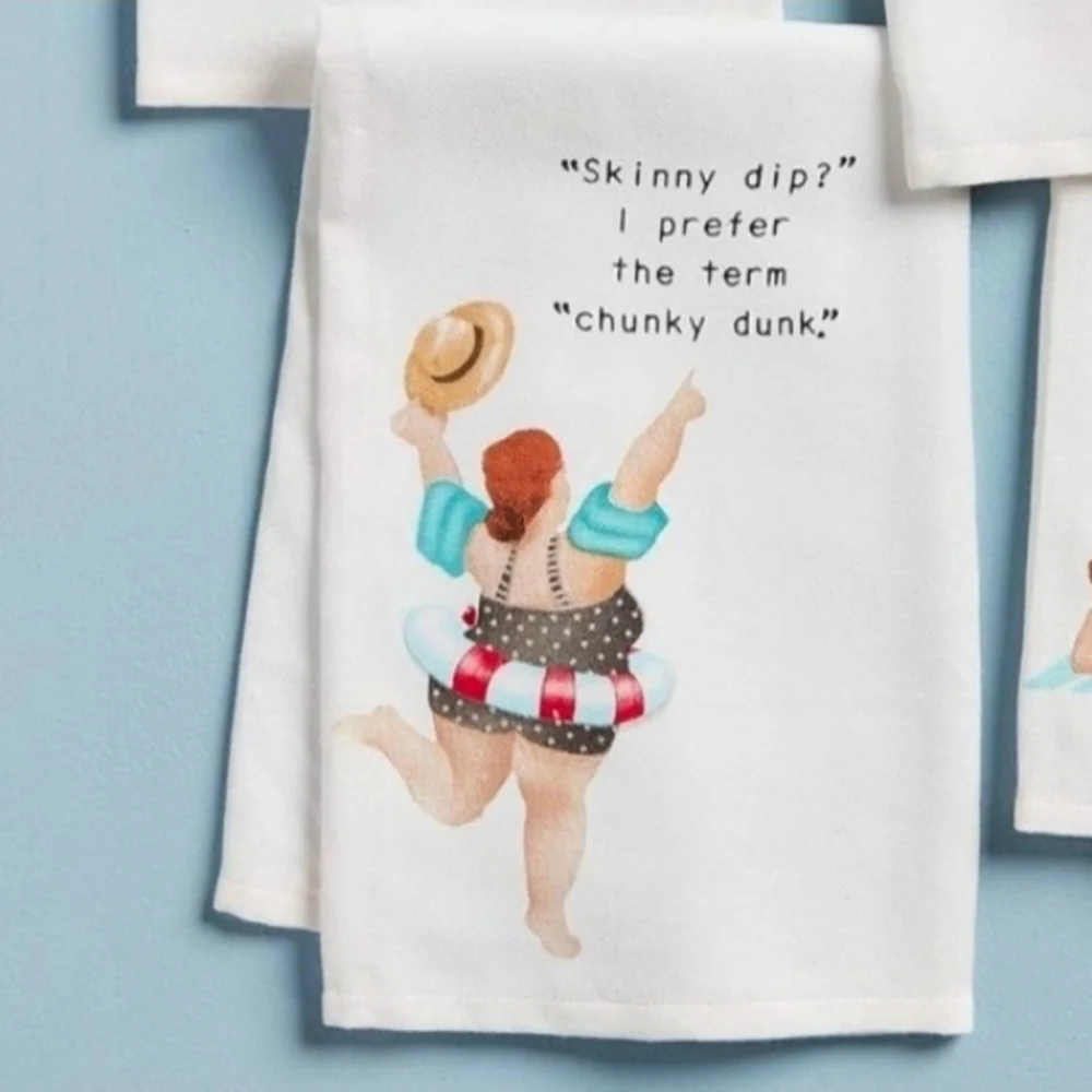 Humorous Curvy Girl Towel - Skinny Dip Chunky Dunk